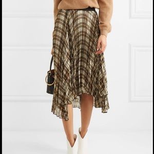 NWT! Maje Asymmetric Pleated Checks Chiffon Skirt